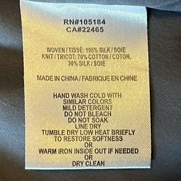 Go Silk Gray Boxy Oversized Long Sleeve Woven Silk and Knit Gray Top, Size XS - Picture 6 of 8